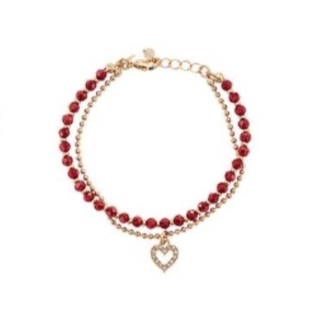 AVON "DOUBLE LAYER BEAD AND CHARM BRACELET" (RARE) RED ~ NEW!!!